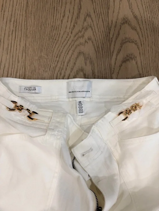 White House Black Market Women's White Boot-Cut Jeans with Gold-Tone Accents - Picture 2 of 2